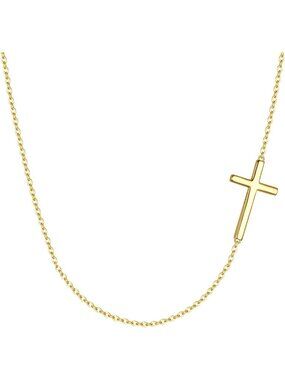 Dainty 925 Sterling Silver Sideways Cross Choker Necklace - Simple & Elegant